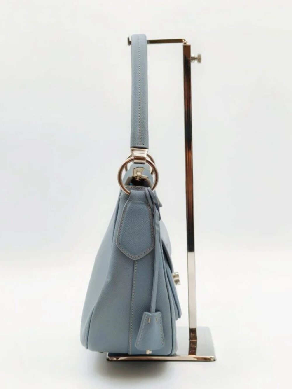 Prada Saffiano Lux Light Blue Leather Shoulder Bag Hobo Purse - Picture 5 of 13